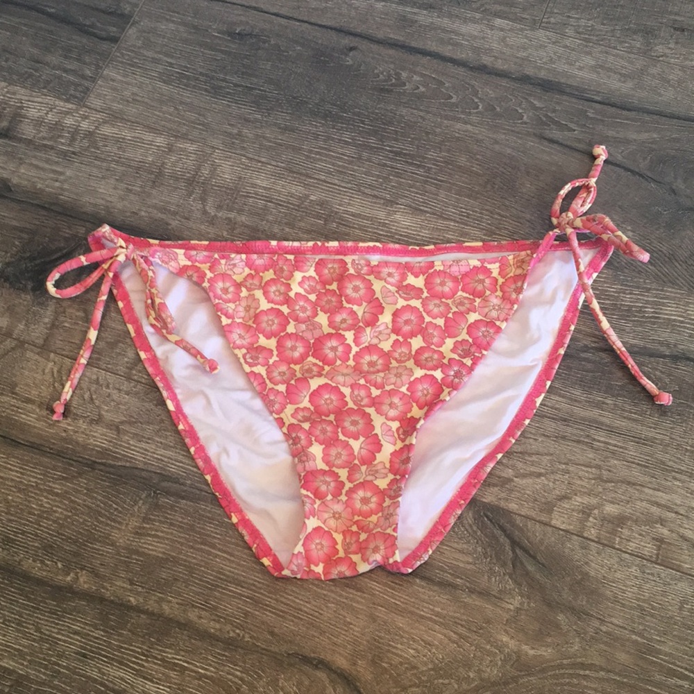 Flower Print String Bikini Bottoms